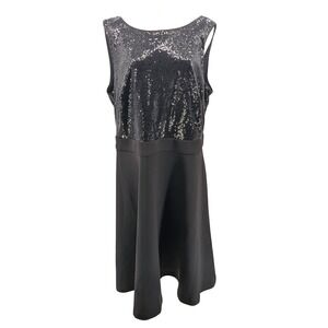 lane bryant black sequin dress Lane Bryant Black Sleeveless Sequin Fit & Flare Dress Size 22/24 Made In  Vietnam